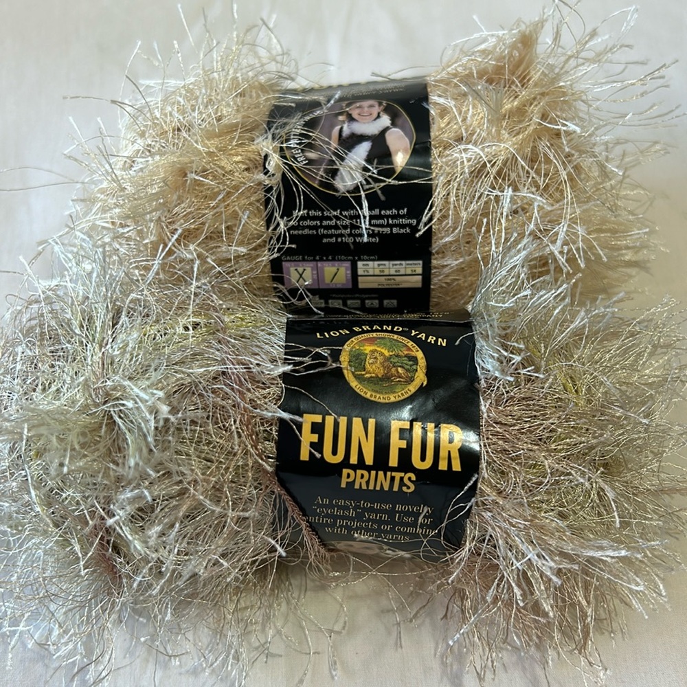 New Lion Brand Fun Fur Eyelash Yarn 2 Skeins
